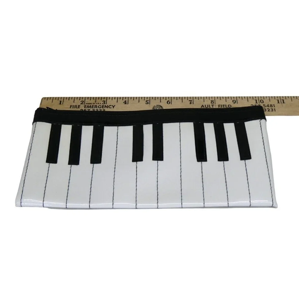 Piano Keys Keyboard Patent Leather Pencil Makeup‎ Pouch Unbranded 10